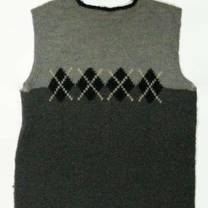 Hand Knitted Mens Size XL Wool Sweater Vest